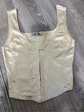 Papaya Metallic Cream Corset-Style Tank